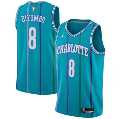 Nike Charlotte Hornets #8 Bismack Biyombo Aqua Youth NBA Jordan Swingman Hardwood Classics Jersey